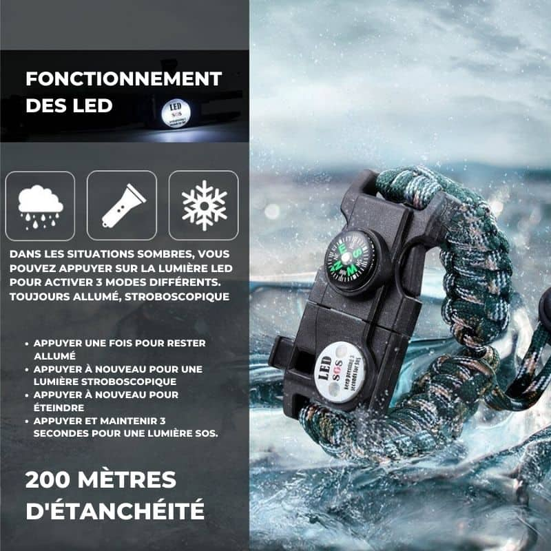 Bracelets de survie en plein air 7 en 1 - Votre outil multifonctionnel pour l'aventure.