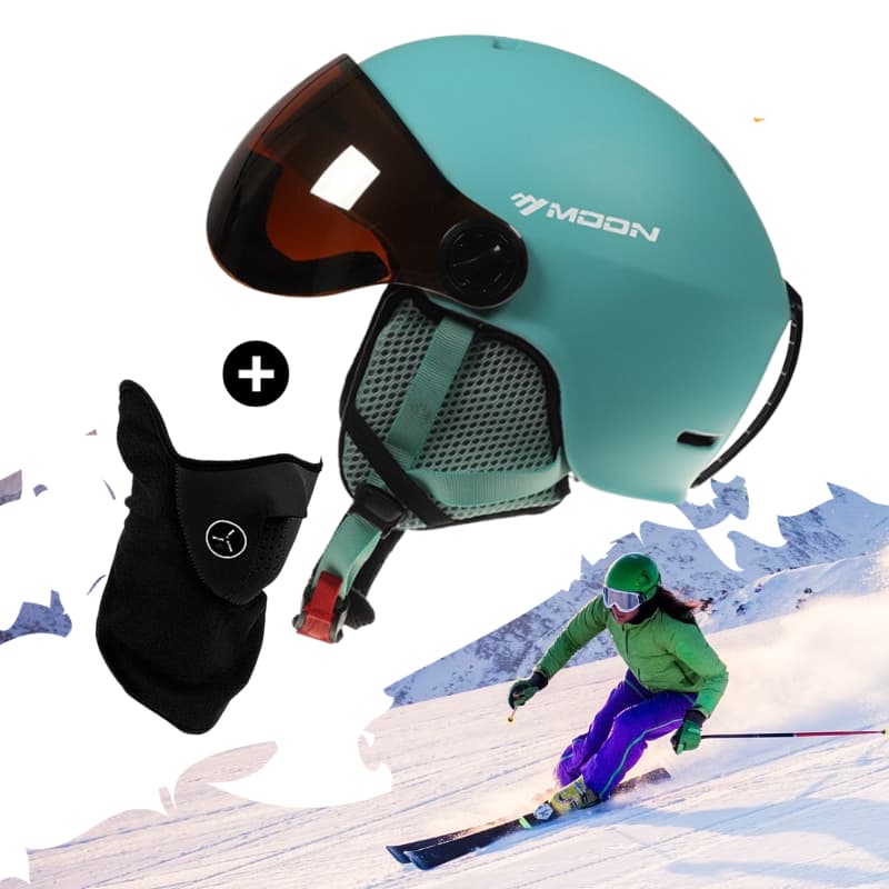 Casque de ski avec visière Adultes Bleu + Masque protection – petites  aventures