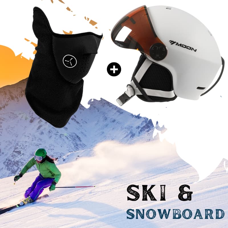 Casque de ski avec visière pour adultes en blanc, offrant une clarté exceptionnelle avec un masque de protection intégré pour le ski