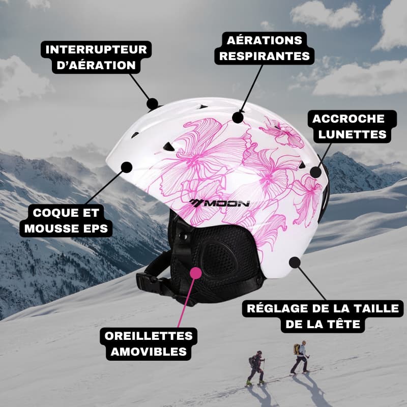 Casque Ski Femme Blanc Floral + Lunette & Masque – petites aventures