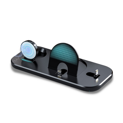 Station de charge rapide pliable sans fil 3 en 1, idéale pour charger simultanément votre iPhone, votre Apple Watch et vos AirPods collection Gadgets & techno de la boutique Petites Aventures couleur Noir