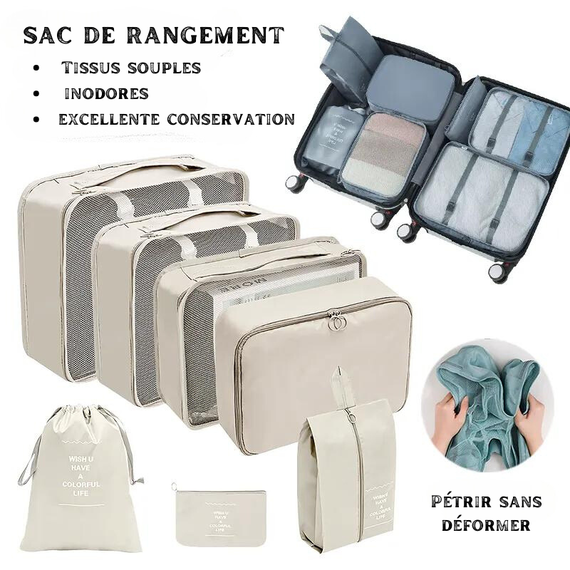 7pcs / set Grand organisateur de bagages Emballage Cube Voyage Sac