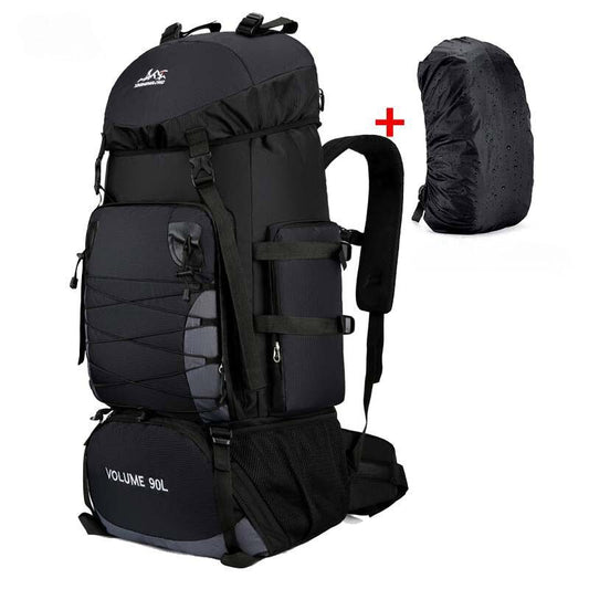 Grand sac à dos de randonnée 90L avec bâche de protection, idéal pour le camping, trekking et voyages longue durée, adapté pour hommes et femmes