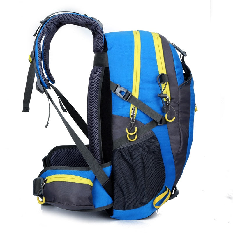 Sac à dos 40L pour montagne et randonnée, étanche et durable, adapté pour hommes et femmes, avec multiples poches et sangles., couleur Bleu
