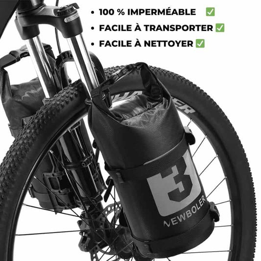 Image du Sac de Fourche de Vélo Étanche pour des balades à vélo sans souci. Accessoire de vélo, sacoche de guidon, rangement pour cyclistes, sac de cadre, équipement de cyclisme.