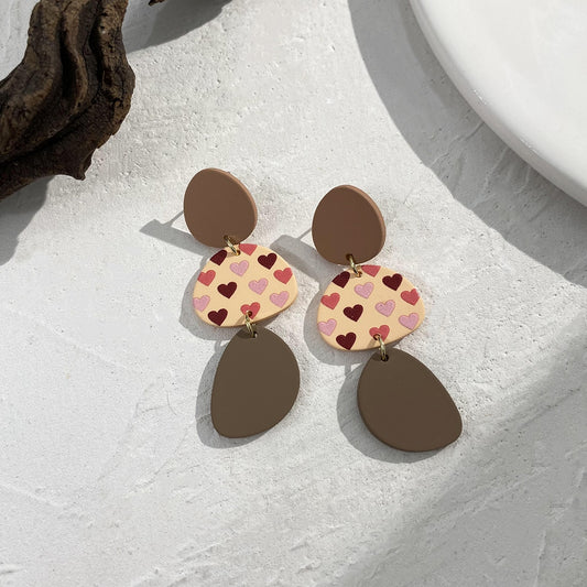 Boucles d'oreilles en acrylique colorées pour femmes avec motif graffiti floral et forme géométrique irrégulière, bijoux de cheminée fait à la main.