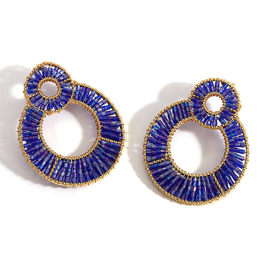 Image de Boucles d'Oreilles en Perles de Cristal Colorées à la Mode, bijoux féminins faits à la main - Collection Petites Aventures couleur bleu