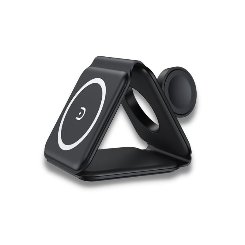 Chargeur sans fil 3 en 1, pliable et portable, pour une expérience de chargement simplifiée pour iPhone, Apple Watch et AirPods collection Gadgets & Techno de la boutique Petites Aventures