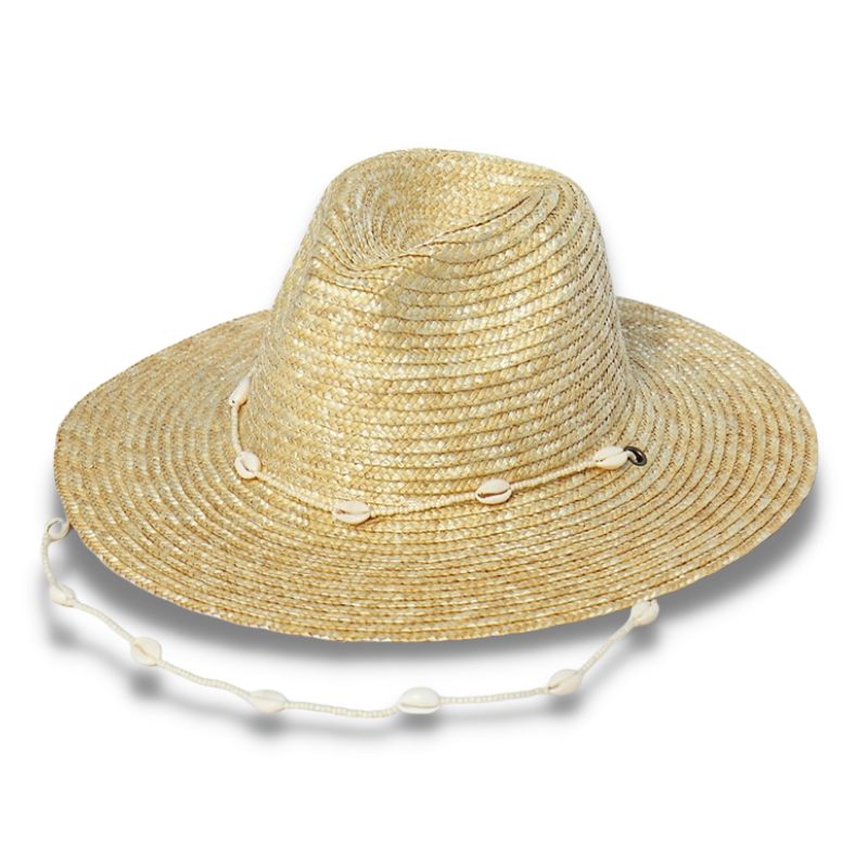 Chapeau de plage Accessoire d'été Femme Paille tissée Perlé Coquillages de mer panama Vacances Nouvelle collection 2023 Tendance de mode collection Summer chic de la boutique Petites Aventures