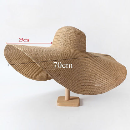 Mesure du Chapeau beige d'été XXL pour femme protection solaire large bord chapeau XXL chapeau souple chapeau pour femme chapeau pliable chapeau de plage Chapeau d'été collection Summer Chic de la Boutique Petites Aventures