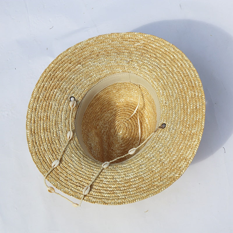 Chapeau de plage Accessoire d'été Femme Paille tissée Perlé Coquillages de mer panama Vacances Nouvelle collection 2023 Tendance de mode collection Summer chic de la boutique Petites Aventures