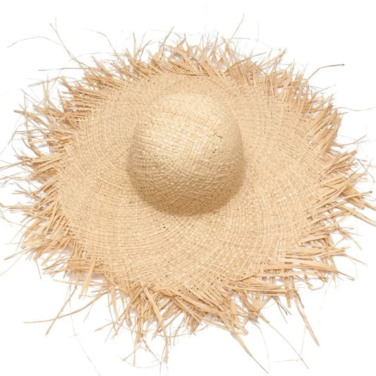 Chapeau de soleil Raphia naturelle Fait main Protection solaire Accessoire de plage Nouvelle collection Vacances d'été Collection Summer chic de la boutique Petites Aventures