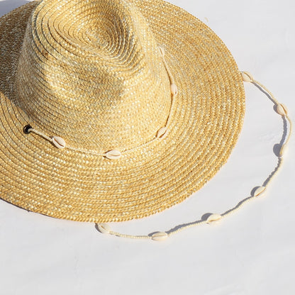 Chapeau de plage Accessoire d'été Femme Paille tissée Perlé Coquillages de mer panama Vacances Nouvelle collection 2023 Tendance de mode collection Summer chic de la boutique Petites Aventures