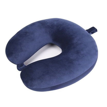 Oreiller bleu de voyage à mémoire de forme Oreiller cervical de voyage Accessoire de voyage confortable Oreiller de voyage portable Coussin de voyage ergonomique collection confort voyage de la boutique Petites Aventures